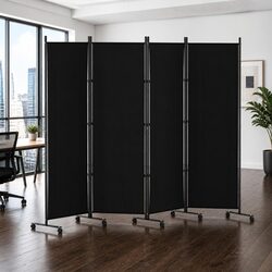 4 Panel Room Divider Screen 217cm Foldable Portable Wheels Partition Privacy