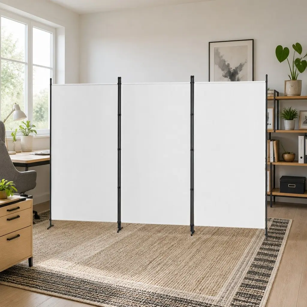 3 Panel Room Divider Screen 260x180cm Fabric Privacy Folding Portable White