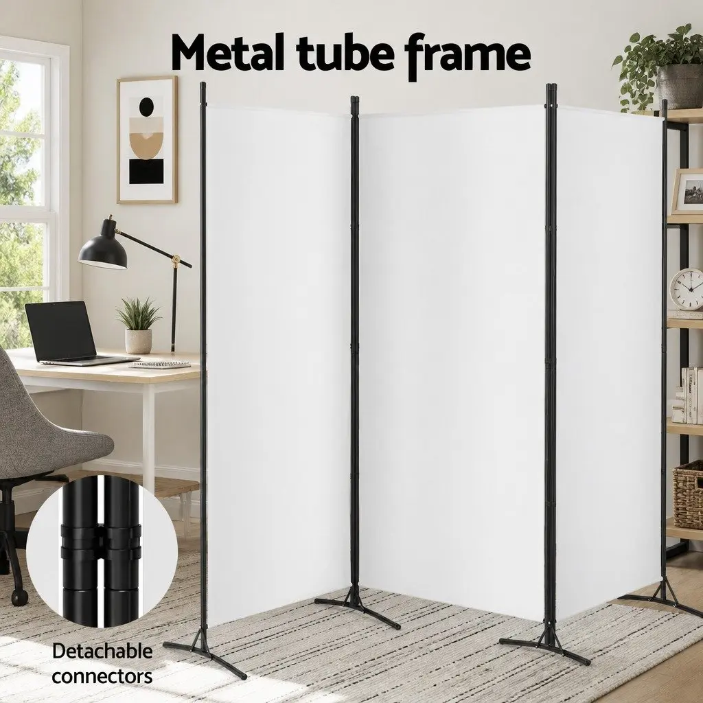 3 Panel Room Divider Screen 260x180cm Fabric Privacy Folding Portable White