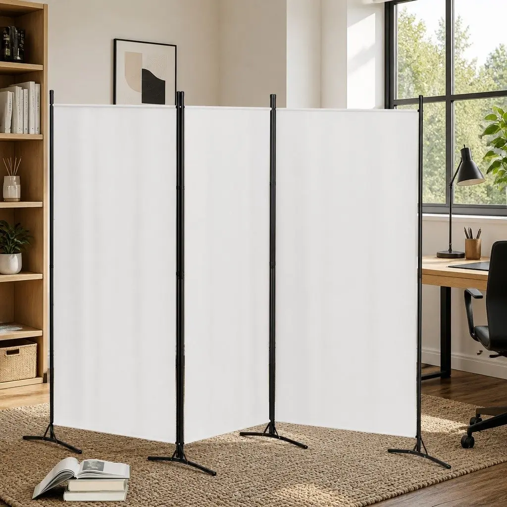 3 Panel Room Divider Screen 260x180cm Fabric Privacy Folding Portable White