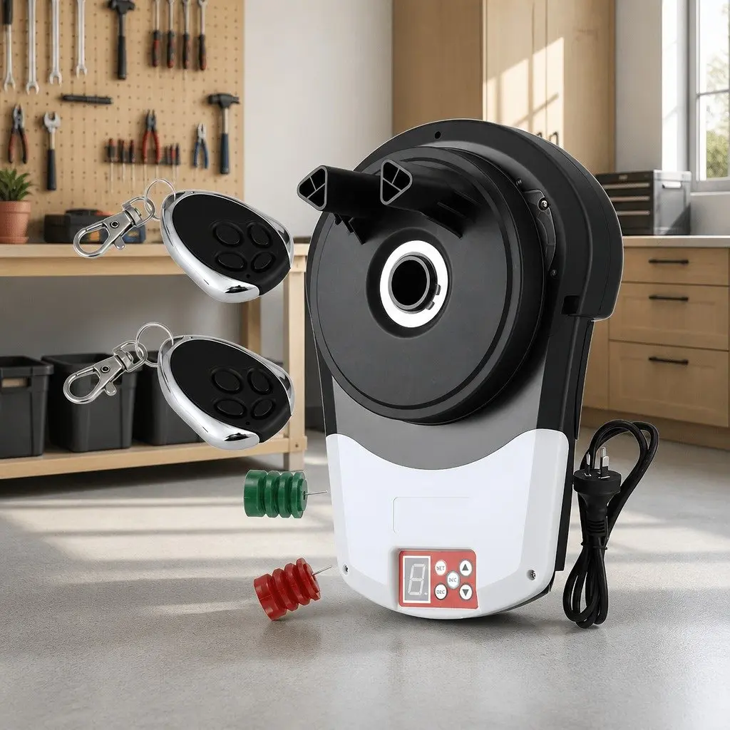 Garage Roller Door Opener 800N Motor Automatic Safety Reverse 220V AC Remote Control