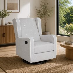 Recliner Armchair 360 Swivel Remote Control Lounge Grey Fabric Footrest