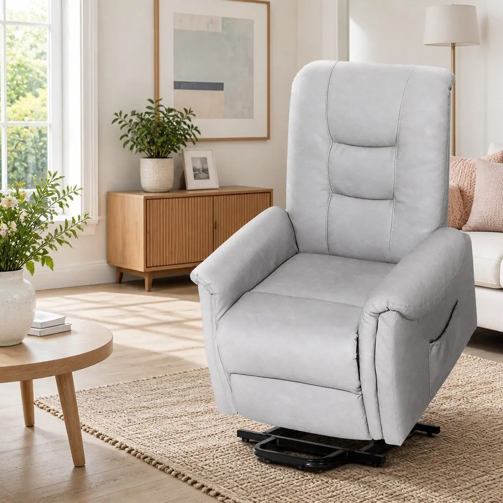Recliner Chair Lift Assist Grey Remote Control 78cm W x 92cm D x 105cm H
