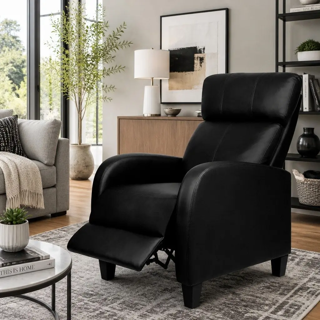 Reclining Armchair with Adjustable Positions Comfortable Lounge Chair Black