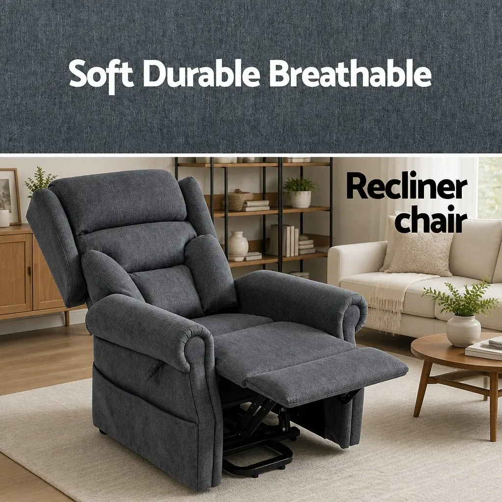 Electric Power Lift Recliner Chair Heated Massage Grey 130 Degrees