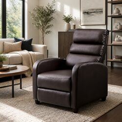 Recliner Armchair Brown PU Leather Adjustable Backrest Footrest Recline Chair