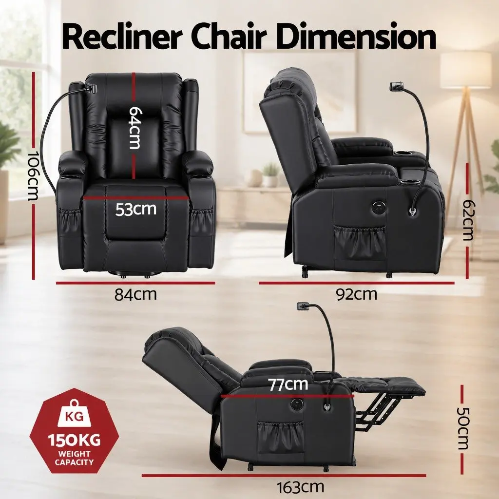 Power Lift Recliner Chair Electric Massage Heat Elderly Living Room Armchair USB