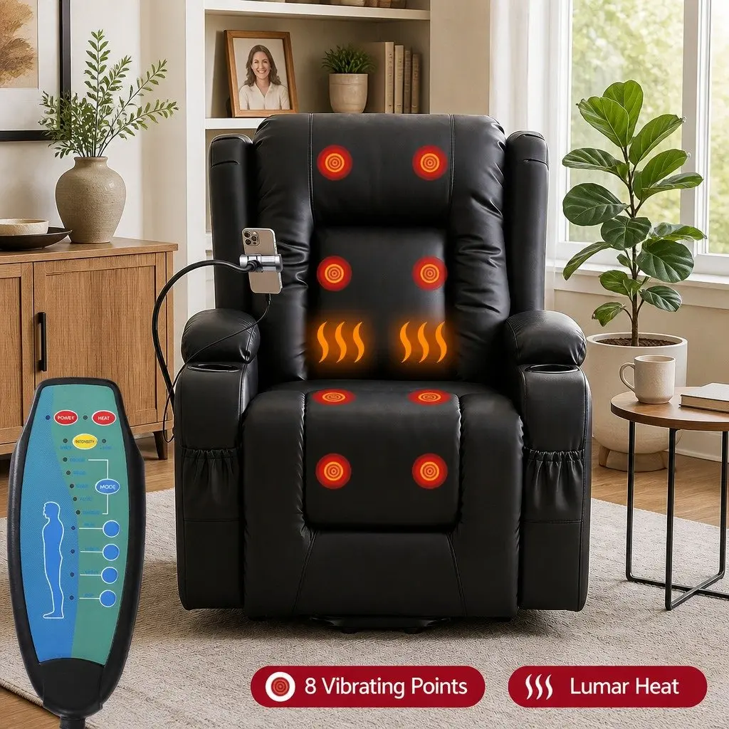 Power Lift Recliner Chair Electric Massage Heat Elderly Living Room Armchair USB