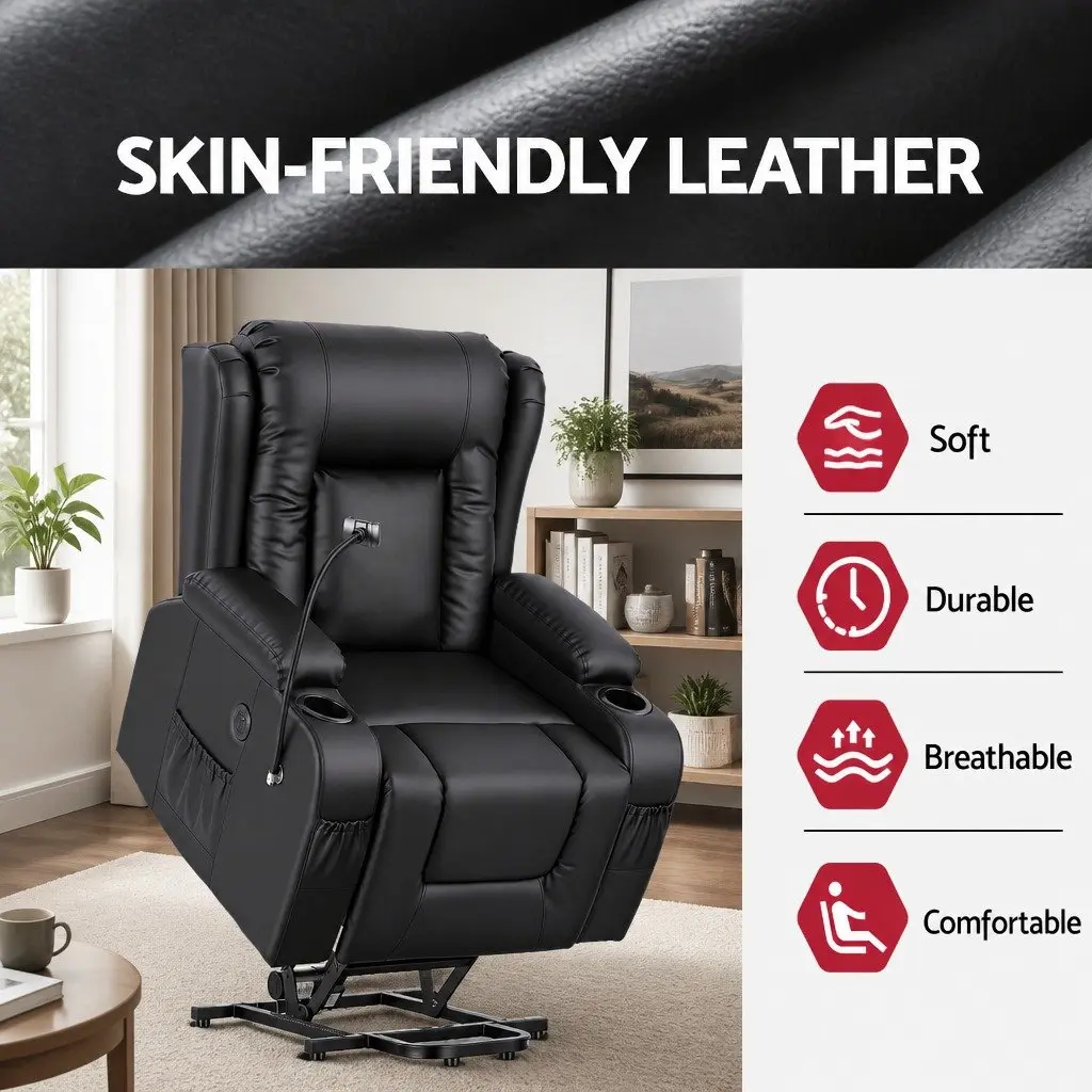 Power Lift Recliner Chair Electric Massage Heat Elderly Living Room Armchair USB