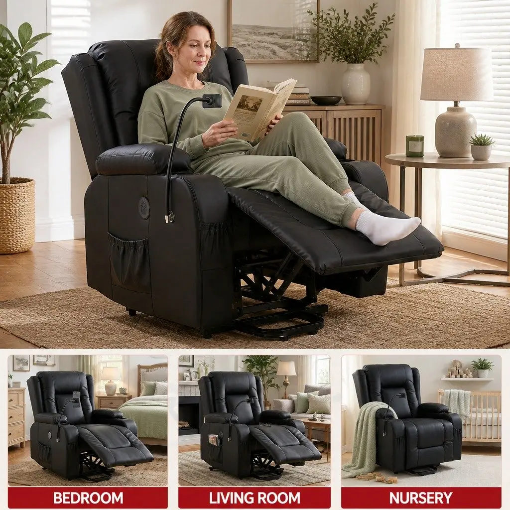 Power Lift Recliner Chair Electric Massage Heat Elderly Living Room Armchair USB