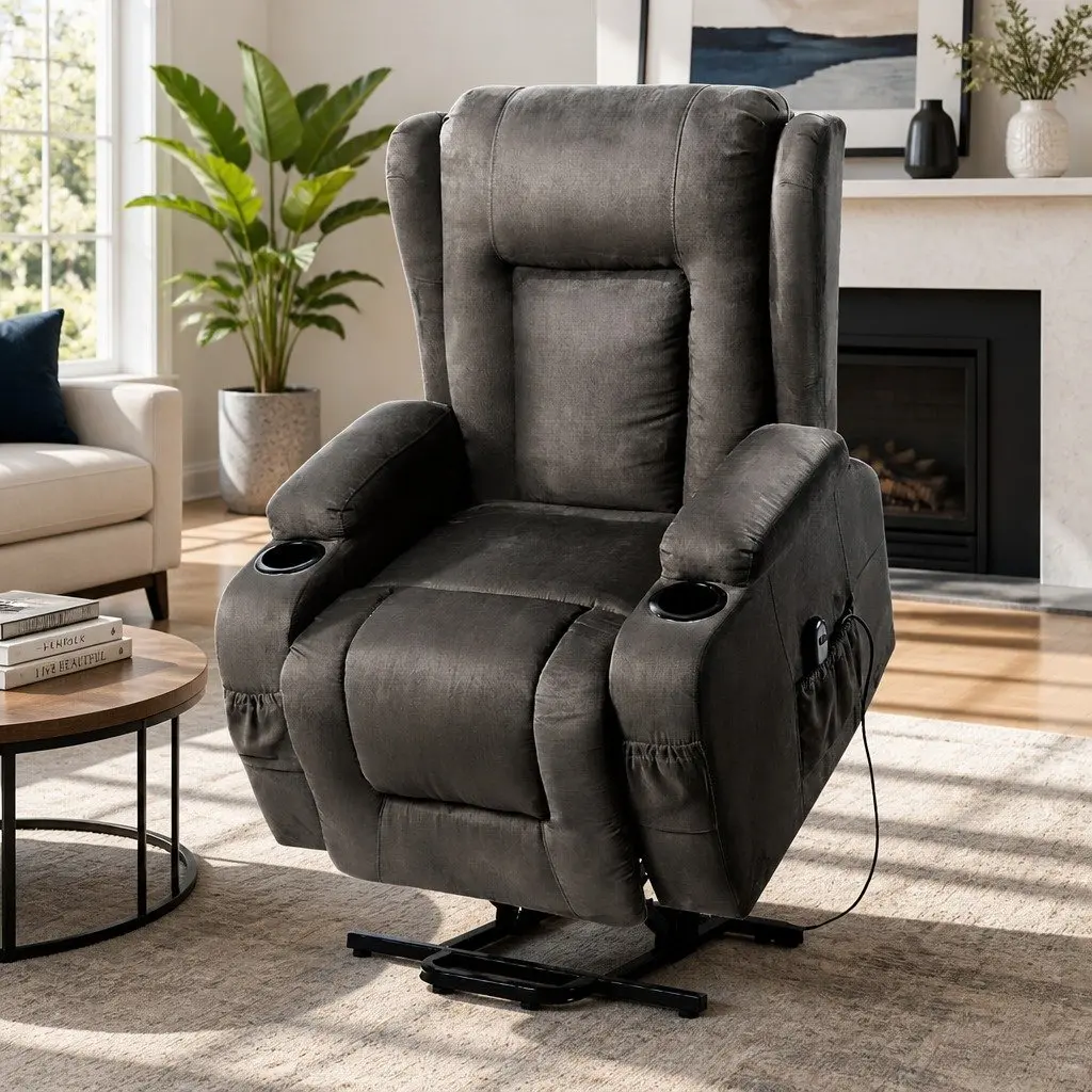 Massage Recliner Chair Heated 8-Point Adjustable Backrest Footrest
