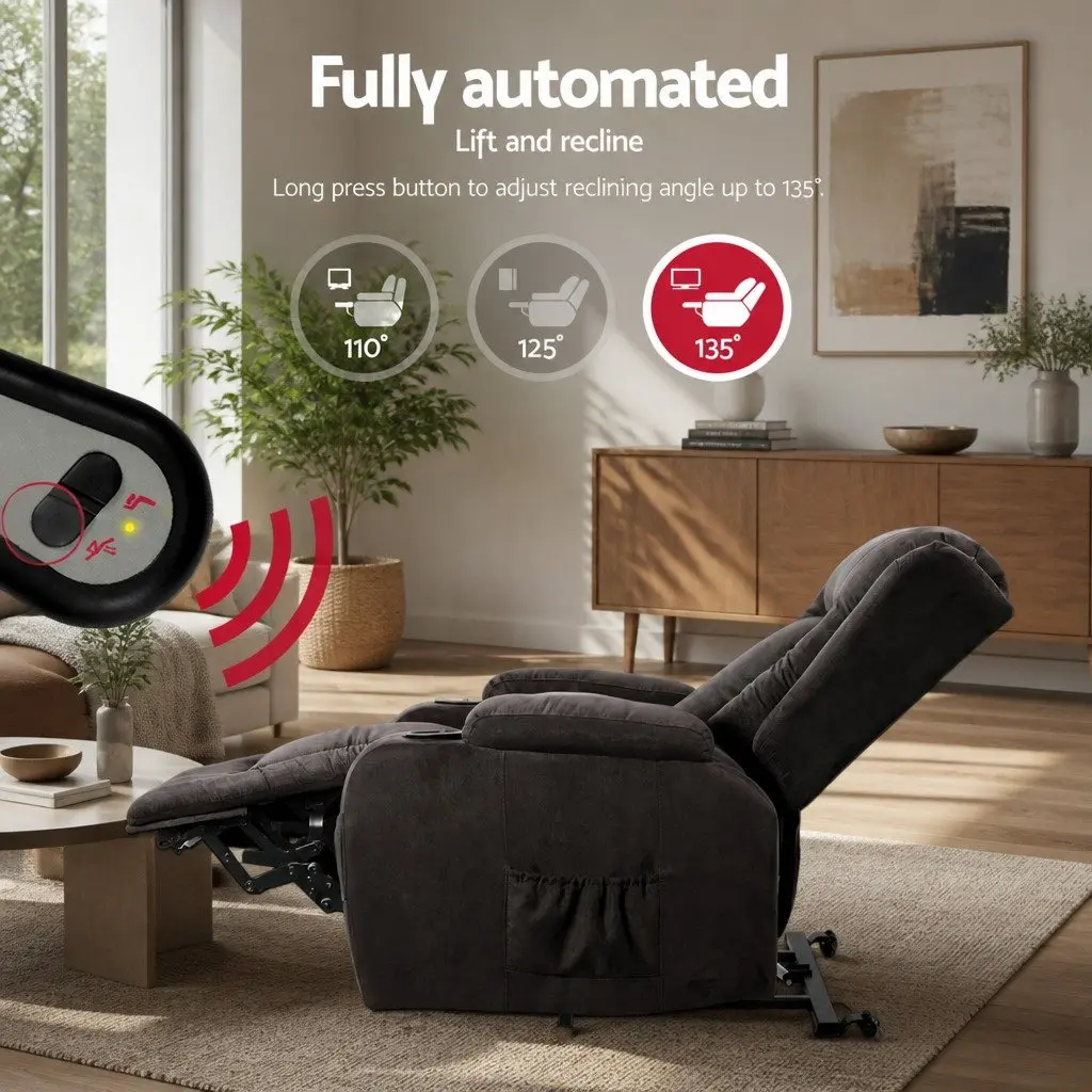 Massage Recliner Chair Heated 8-Point Adjustable Backrest Footrest