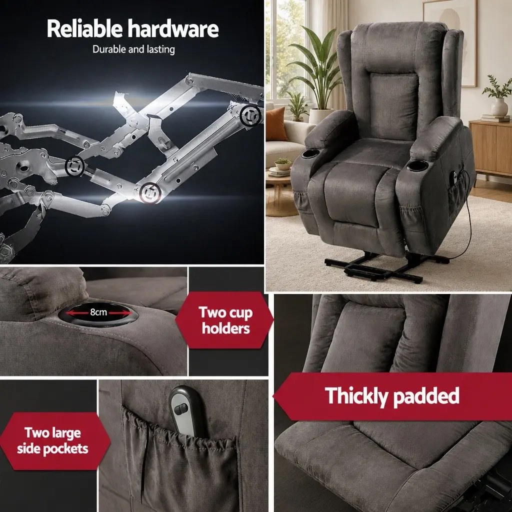 Massage Recliner Chair Heated 8-Point Adjustable Backrest Footrest