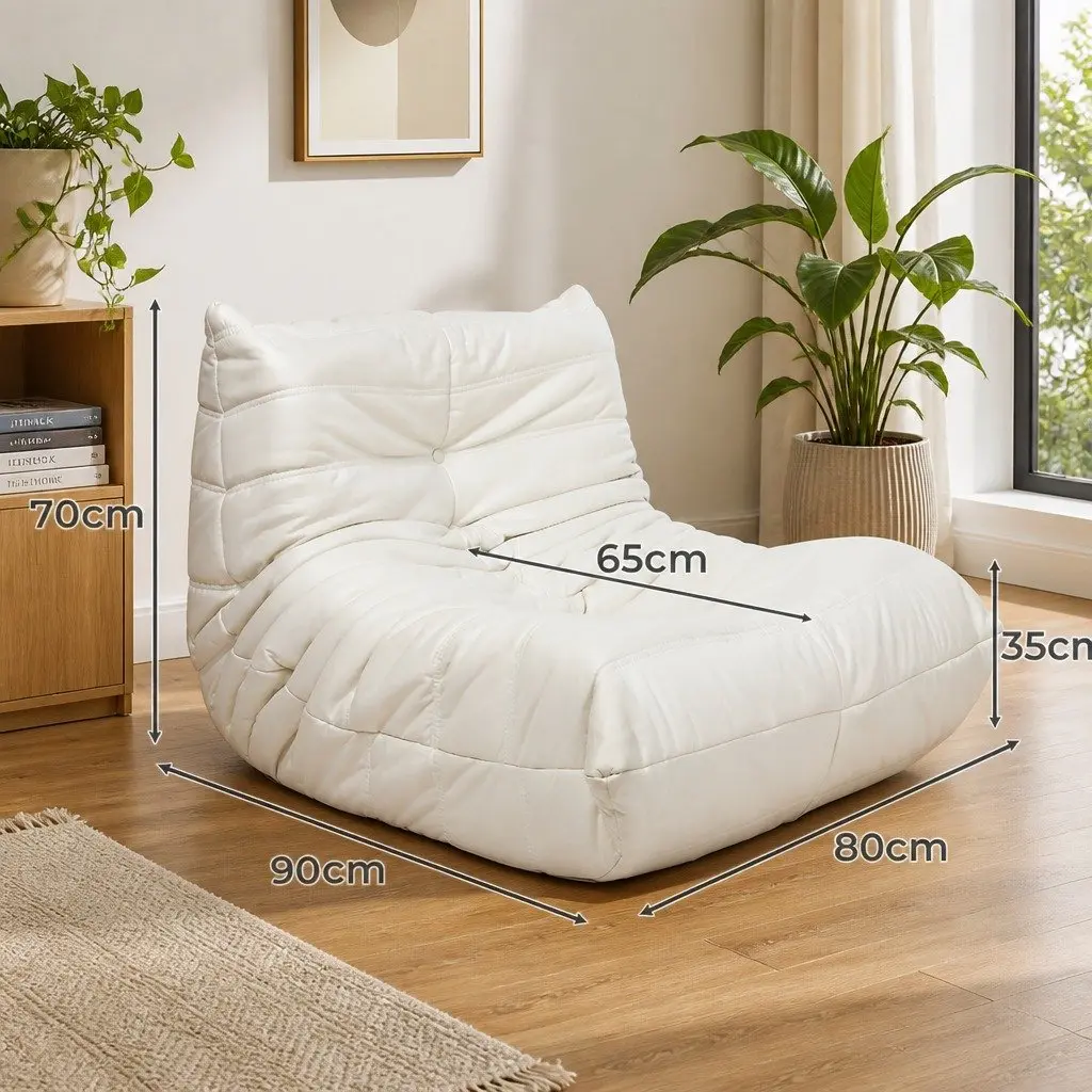 Floor Chair Caterpillar Sofa Beige Lounger Single Seat Foam Relaxer Living Room