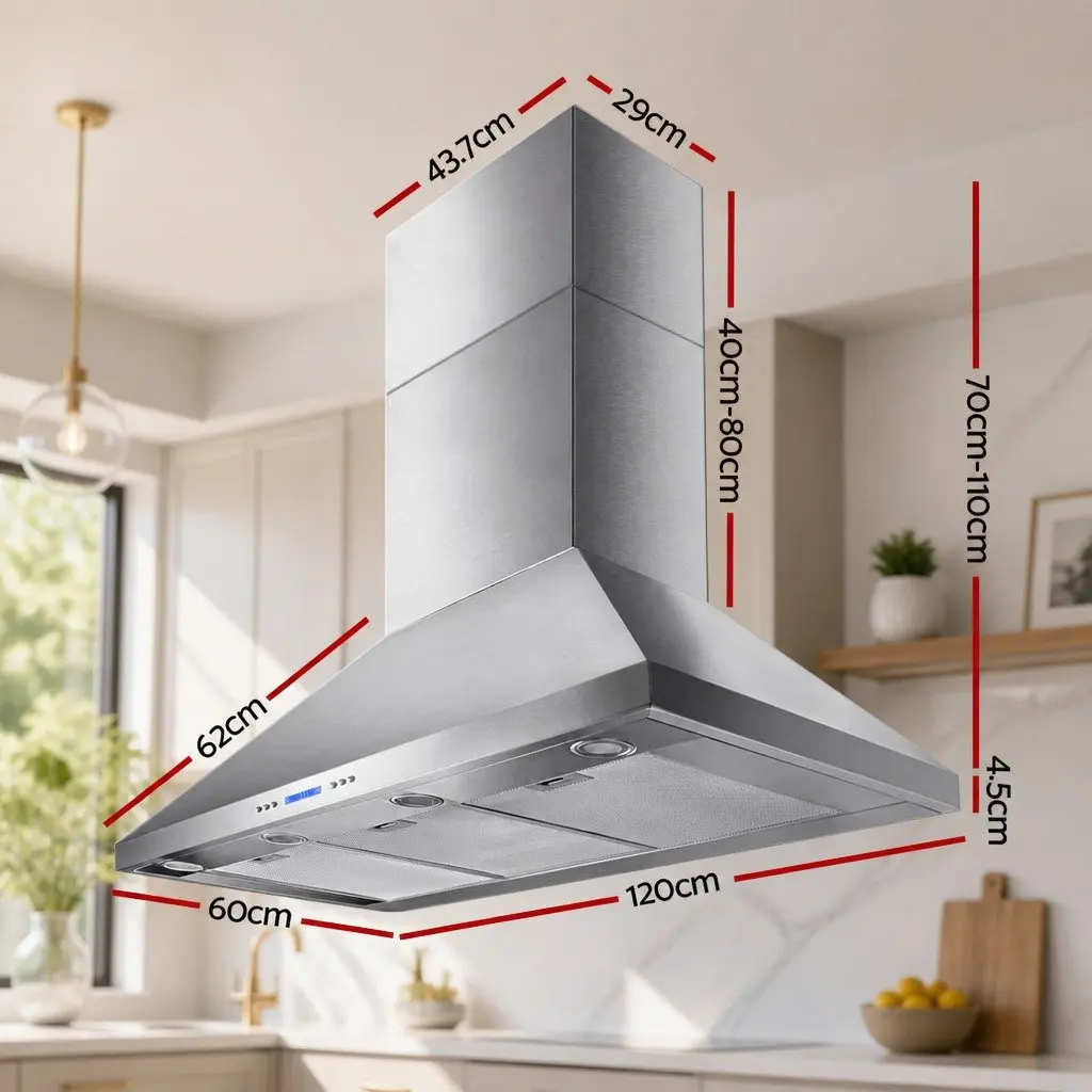 1200mm Wall Mount Range Hood Stainless Steel Commercial Kitchen Extractor 3000m3/hr