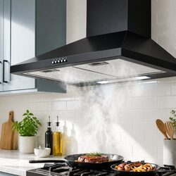 600mm Range Hood Wall Mounted Kitchen Extractor Fan 3-Speed Black Cooktop