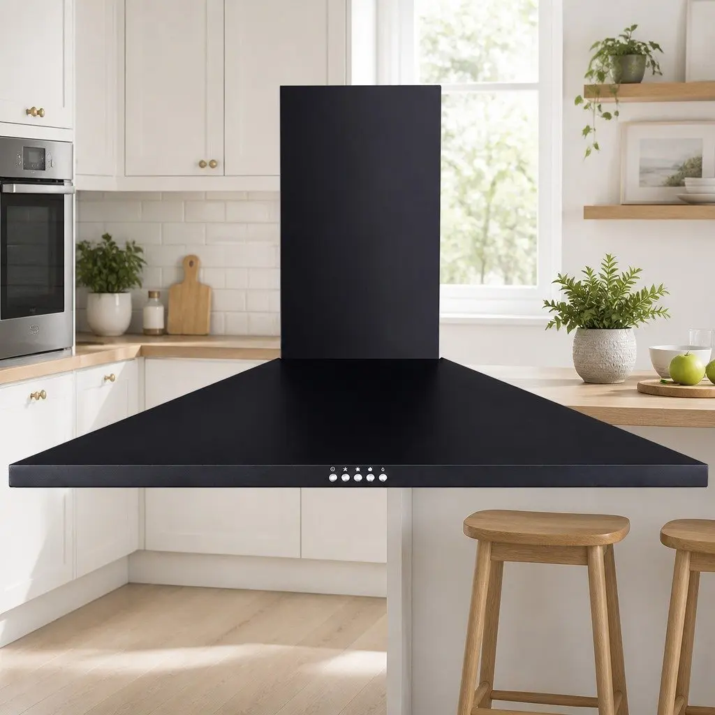 900mm Black Range Hood with LED Light