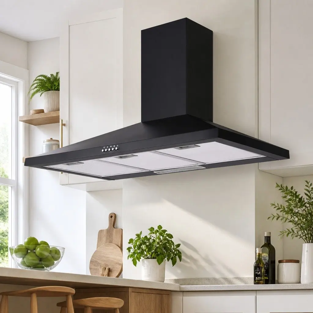 900mm Black Range Hood with LED Light