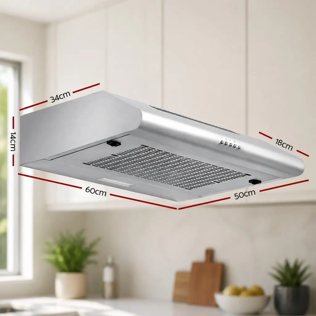 600mm Stainless Steel Range Hood 60cm Kitchen Rangehood Ducted Recirculated