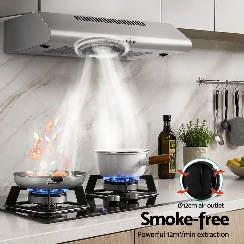 600mm Stainless Steel Range Hood 60cm Kitchen Rangehood Ducted Recirculated