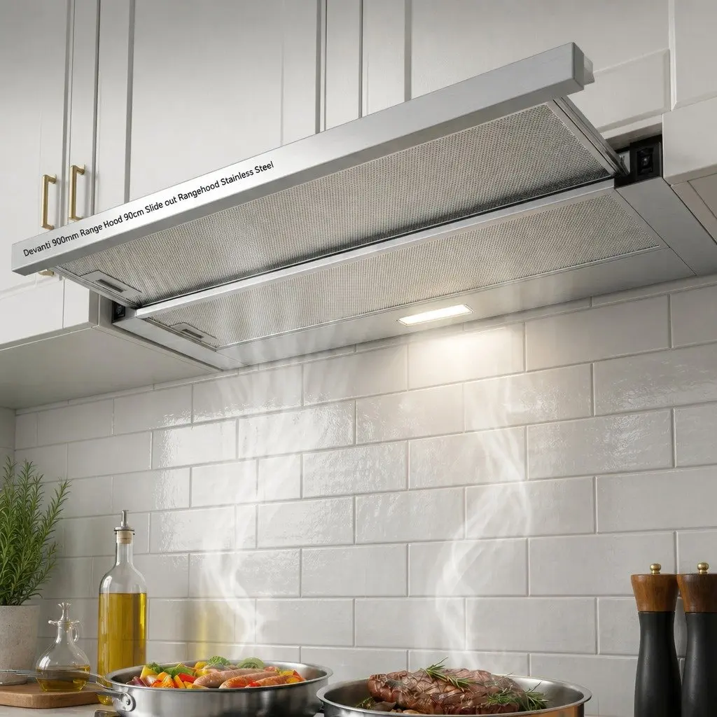 900mm Slide Out Range Hood 90cm Stainless Steel Kitchen Exhaust Ducted