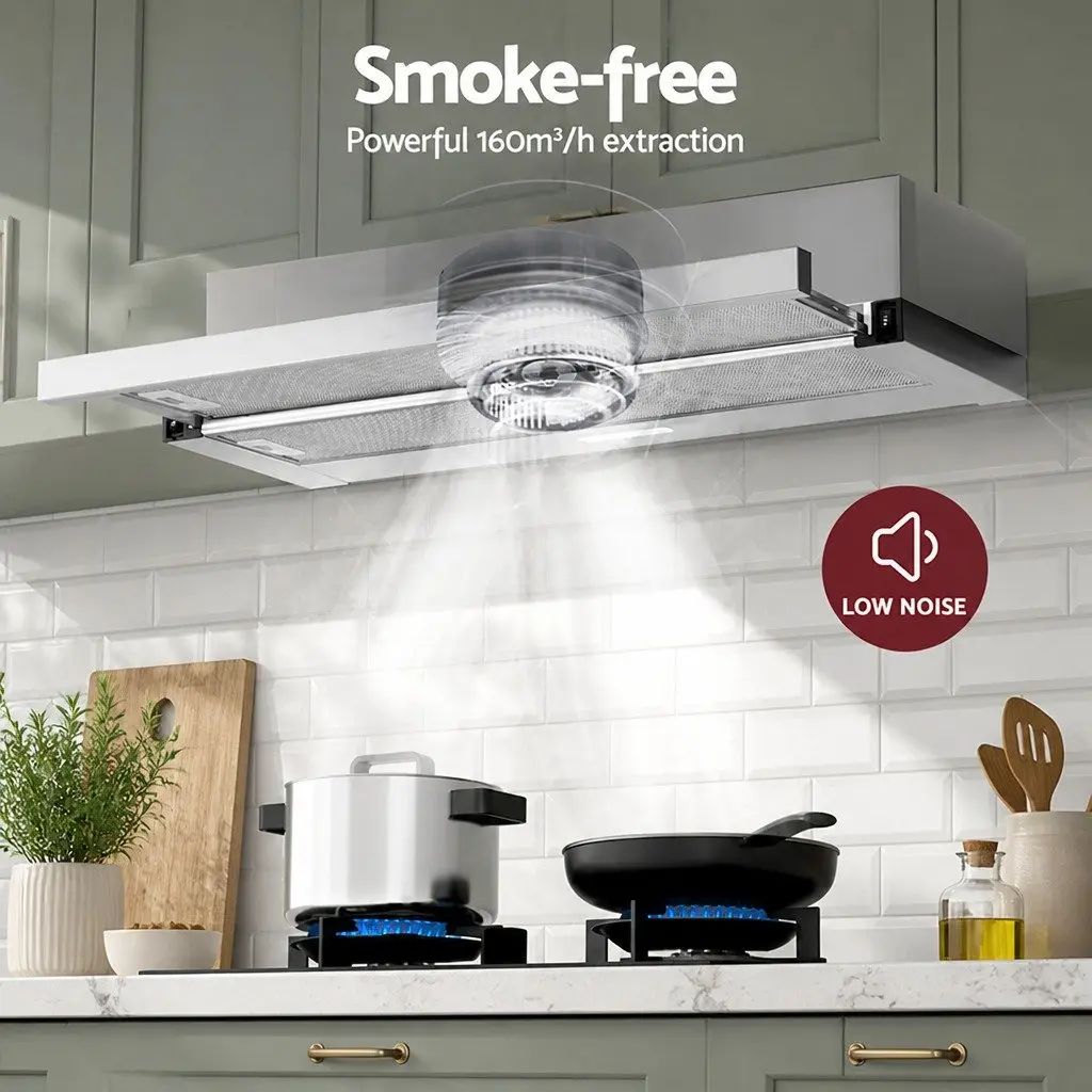 900mm Slide Out Range Hood 90cm Stainless Steel Kitchen Exhaust Ducted