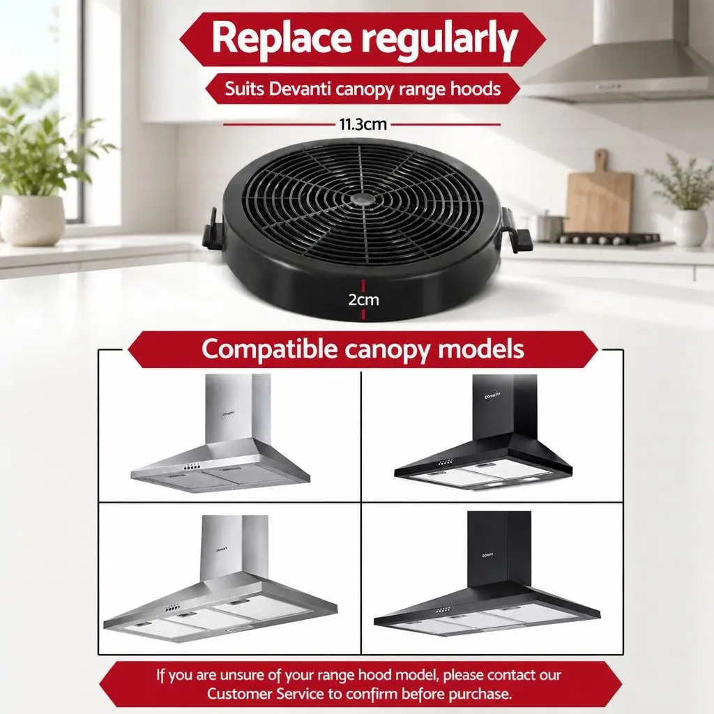 Range Hood Carbon Charcoal Filters 11cm Replacement Ductless Kitchen 2 Pack