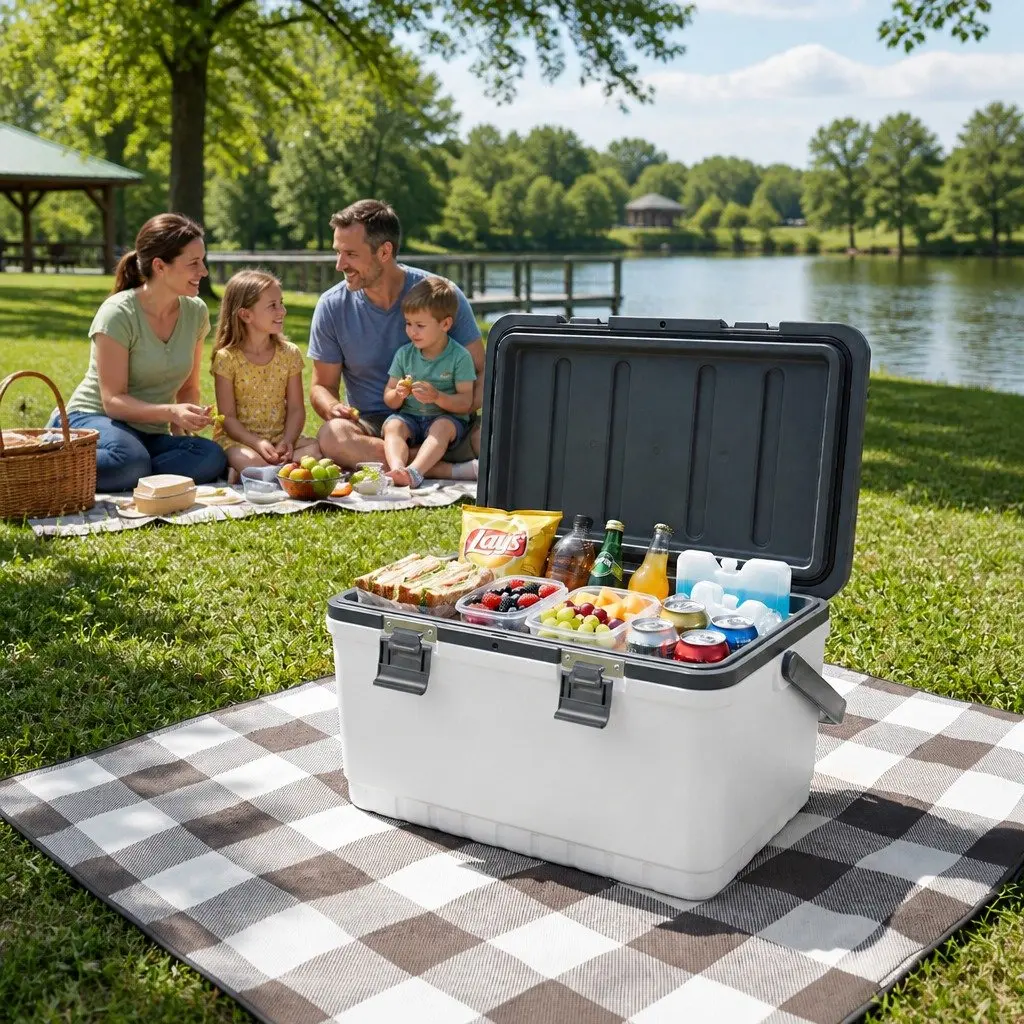 22L Portable Cooler Box Insulated Ice Chest Camping Hiking Outdoor Food Storage