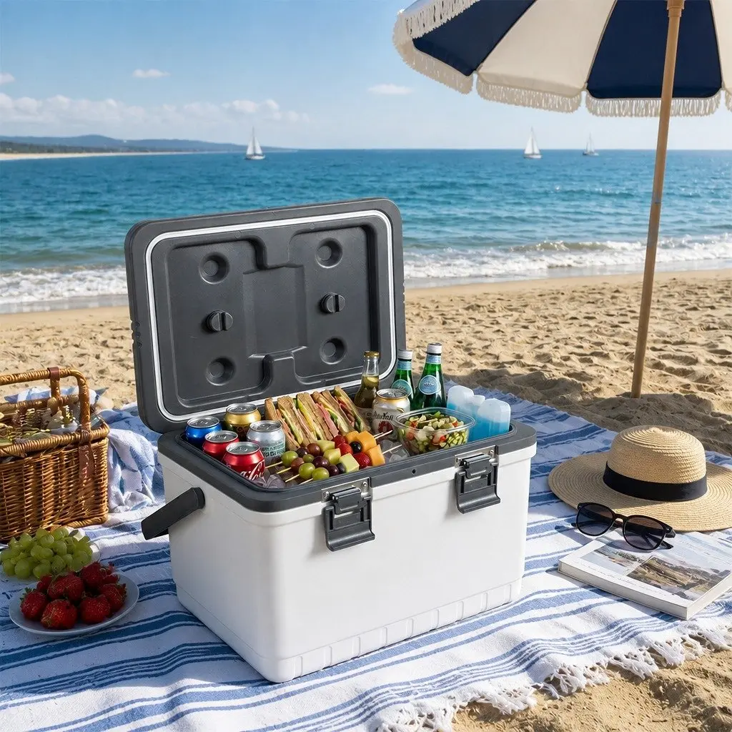 22L Portable Cooler Box Insulated Ice Chest Camping Hiking Outdoor Food Storage