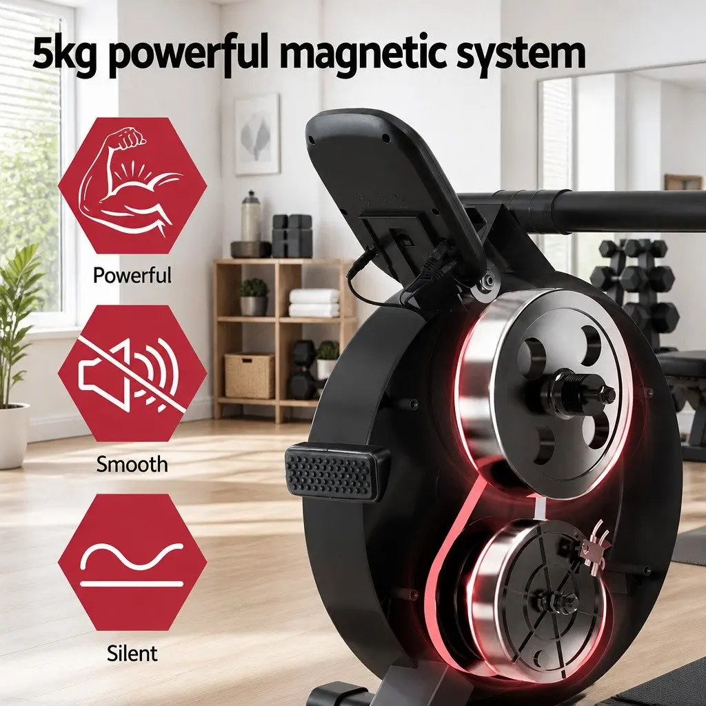 Magnetic Rowing Machine Home Gym Equipment 16 Level Resistance Foldable Cardio