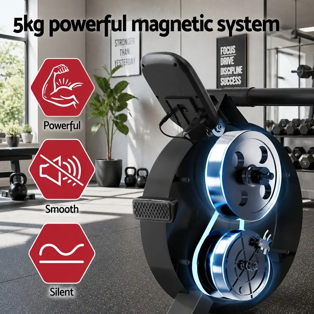 Magnetic Rowing Machine 16 Level Resistance Foldable Home Cardio Fitness Workout