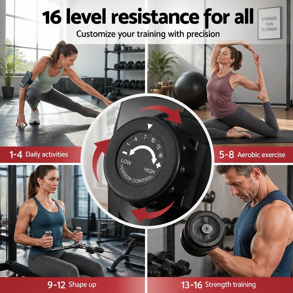 Magnetic Rowing Machine 16 Level Resistance Foldable Home Cardio Fitness Workout