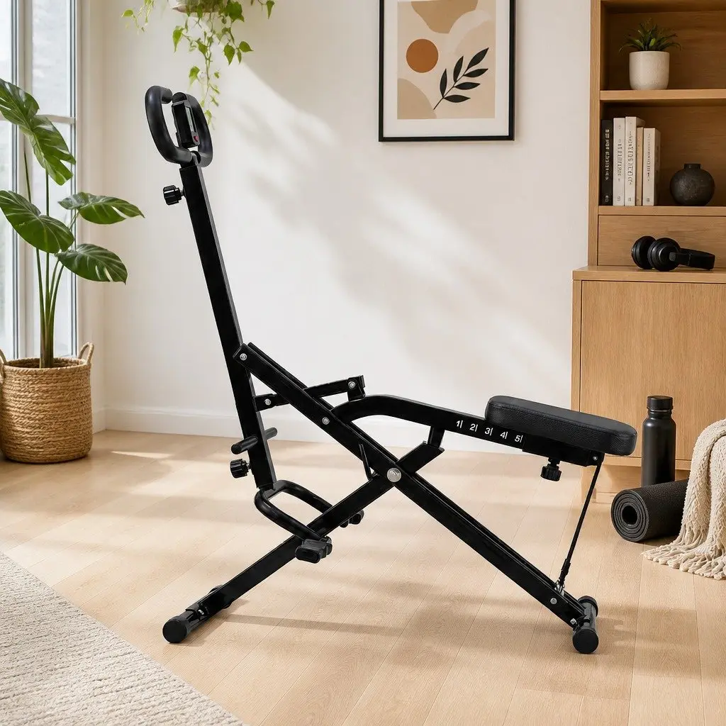Foldable Squat Machine Adjustable Seat Compact Home Gym Equipment