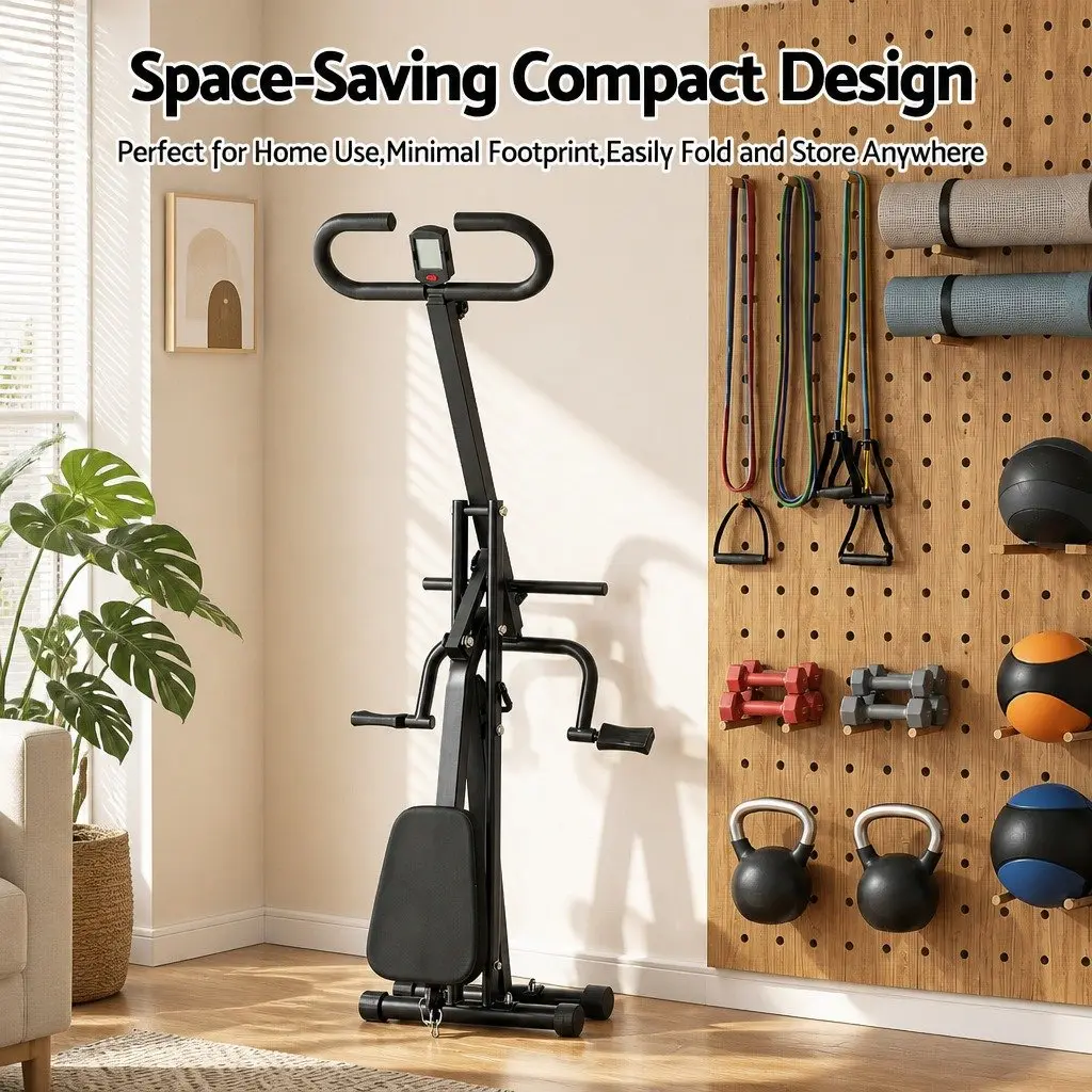 Foldable Squat Machine Adjustable Seat Compact Home Gym Equipment