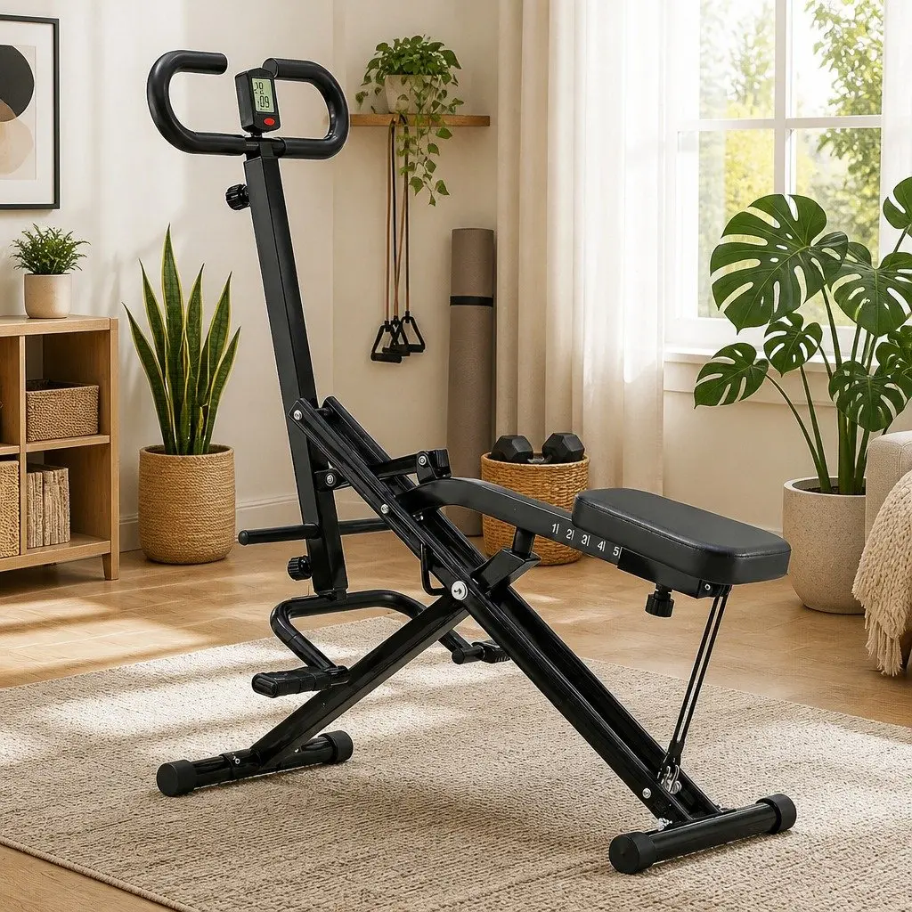 Foldable Squat Machine Adjustable Seat Compact Home Gym Equipment