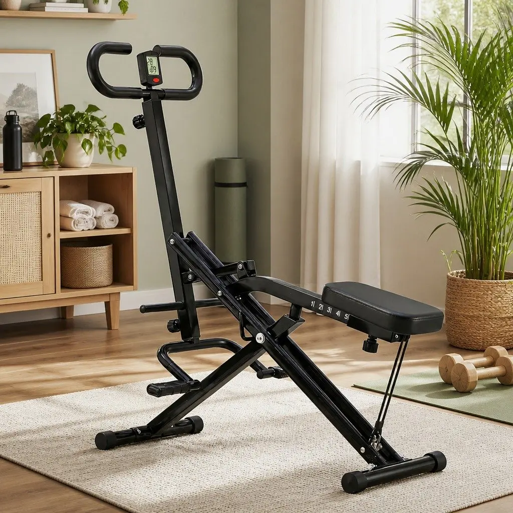 Foldable Squat Machine Adjustable Seat Compact Home Gym Equipment