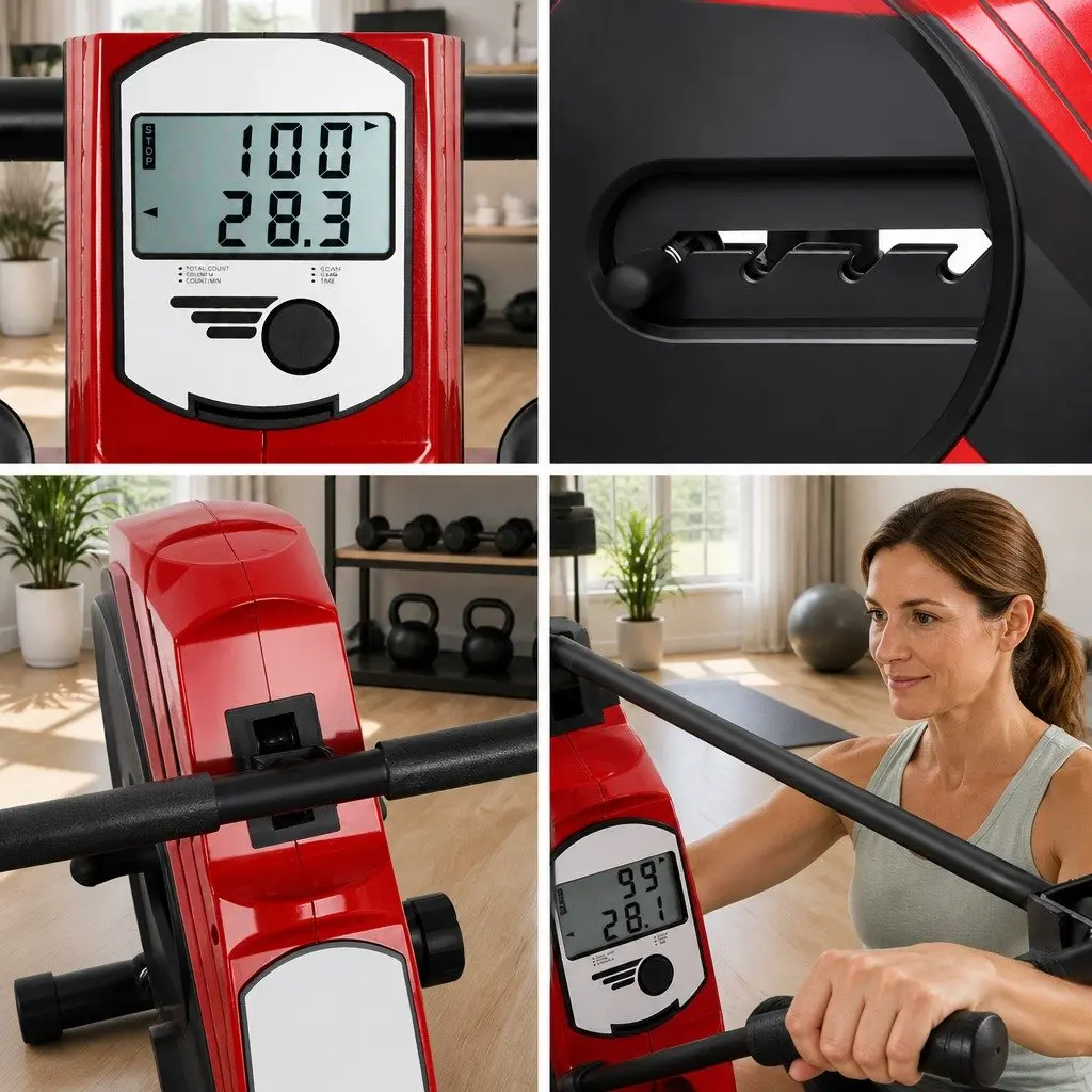 Rowing Machine Elastic Rope Resistance Quiet Adjustable Home Fitness 174 x 38 x 54.5cm