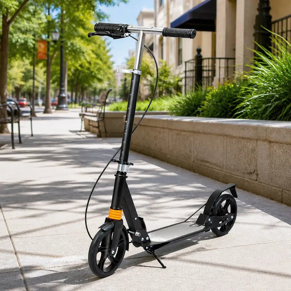 Adult Commuter Foldable Scooter Anti-Slip Deck Adjustable Height One-Click Fold