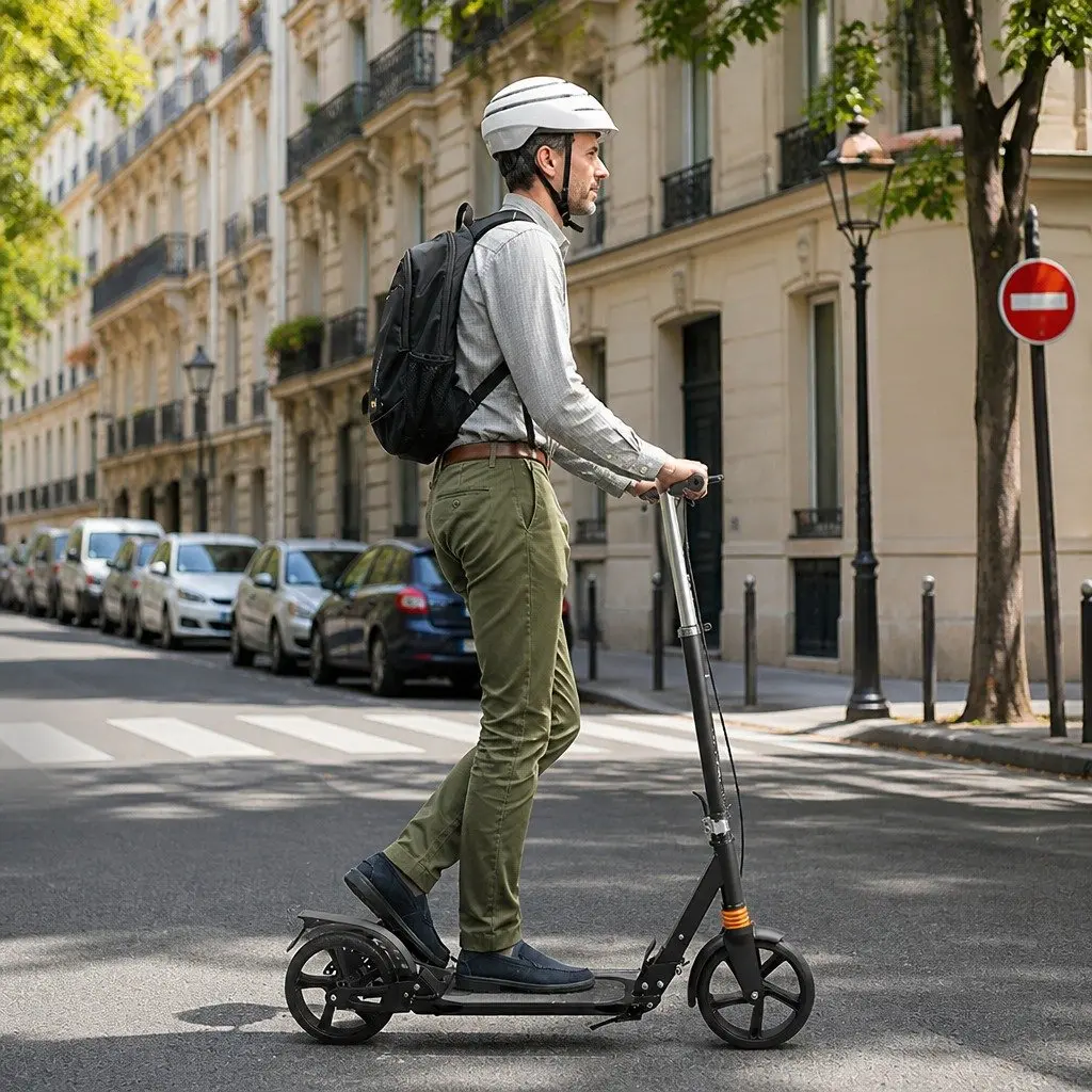 Adult Commuter Foldable Scooter Anti-Slip Deck Adjustable Height One-Click Fold