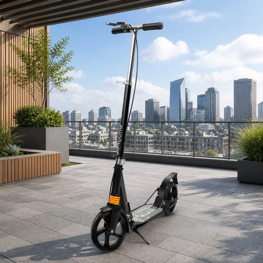 Adult Commuter Foldable Scooter Anti-Slip Deck Adjustable Height One-Click Fold