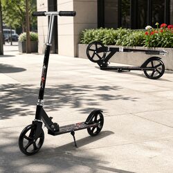 Folding Push Scooter Dual Large Wheels Adjustable Height Kids Teens Adults