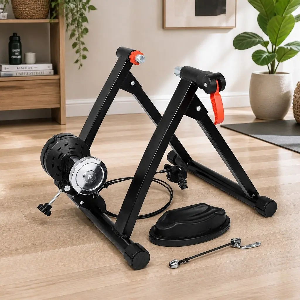 Magnetic Bike Trainer Indoor Cycling Stand 6 Resistance Levels Adjustable for Road Mountain Bikes