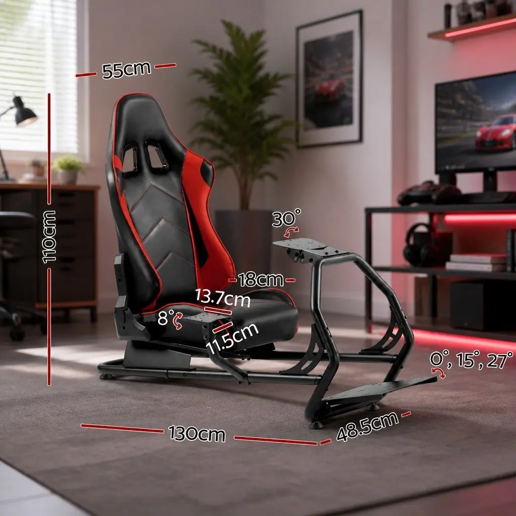 Racing Simulator Cockpit Gaming Chair Adjustable Steering Wheel Pedal Mount