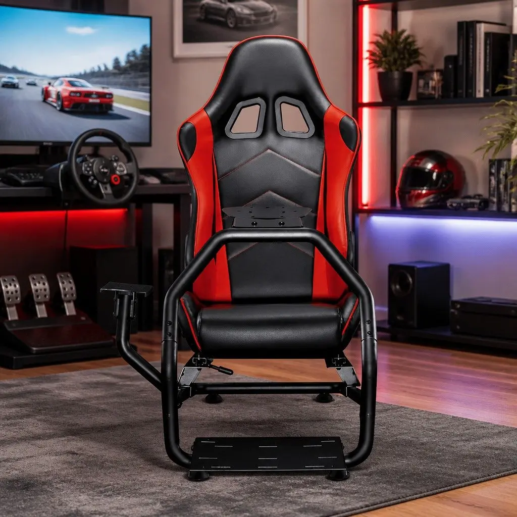 Racing Simulator Cockpit Gaming Chair Adjustable Steering Wheel Pedal Mount