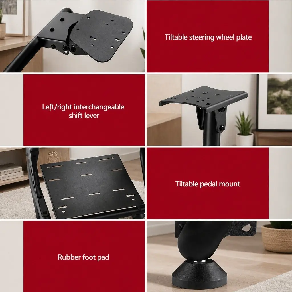 Racing Simulator Cockpit Gaming Chair Adjustable Steering Wheel Pedal Mount