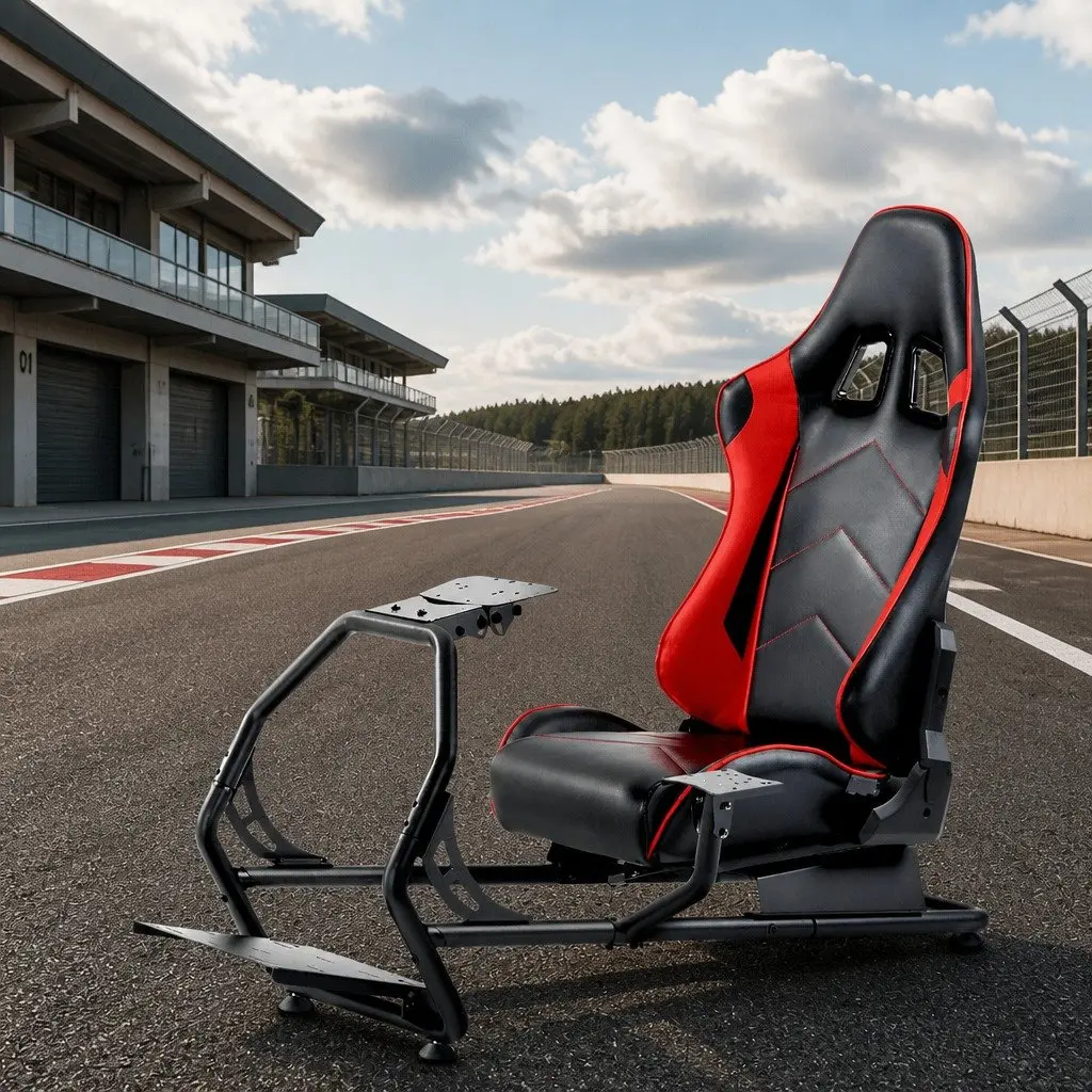 Racing Simulator Cockpit Gaming Chair Adjustable Steering Wheel Pedal Mount