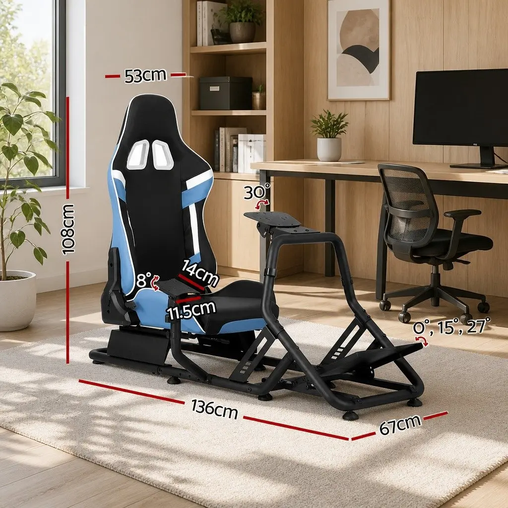 Racing Simulator Cockpit Gaming Chair Adjustable Backrest Steel Frame