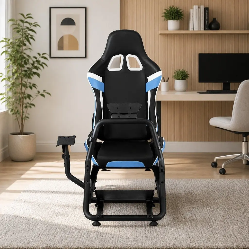 Racing Simulator Cockpit Gaming Chair Adjustable Backrest Steel Frame