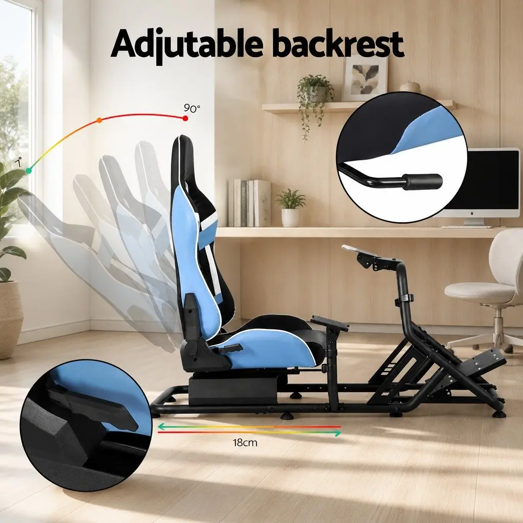 Racing Simulator Cockpit Gaming Chair Adjustable Backrest Steel Frame