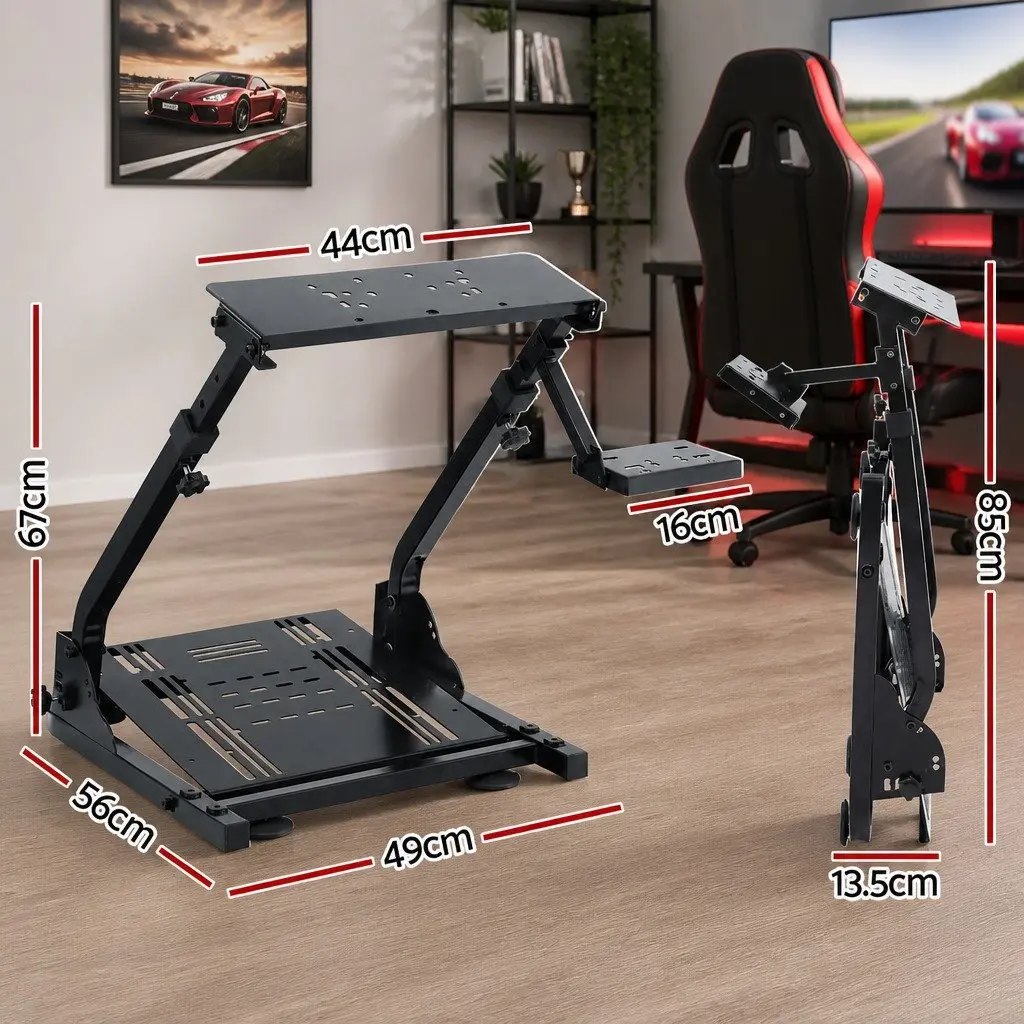 Racing Simulator Stand Foldable Adjustable Gaming Chair Heavy-Duty Carbon Steel Black